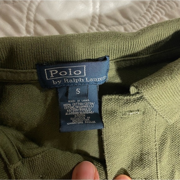 Polo Ralph Lauren Polo Shirt Youth 5 Olive Green Short Sleeve Collared Pony Logo - Picture 3 of 3